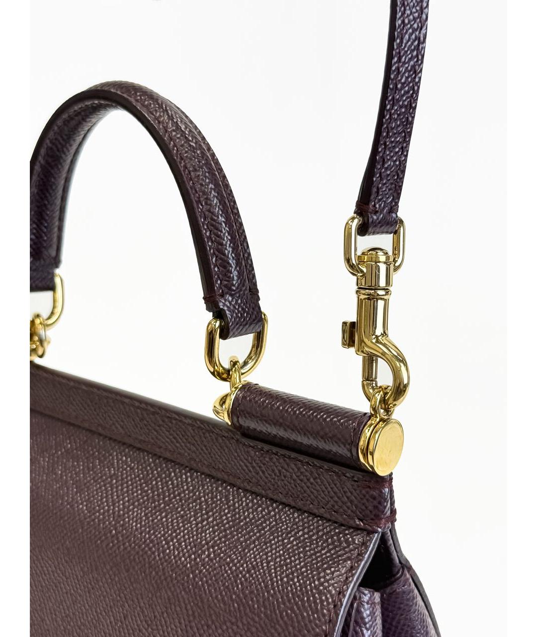 DOLCE&GABBANA Фиолетовая кожаная сумка с короткими ручками, фото 6