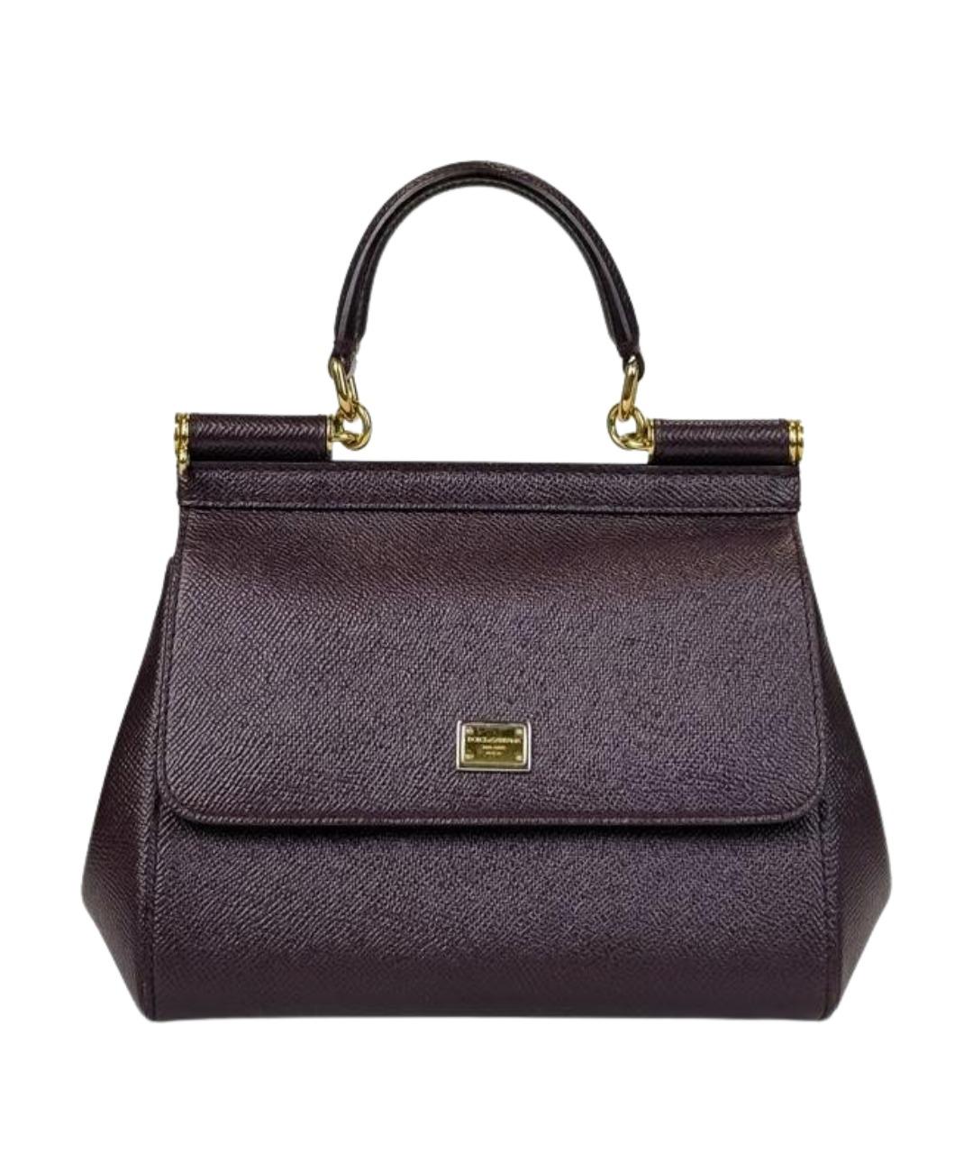 DOLCE&GABBANA Фиолетовая кожаная сумка с короткими ручками, фото 1