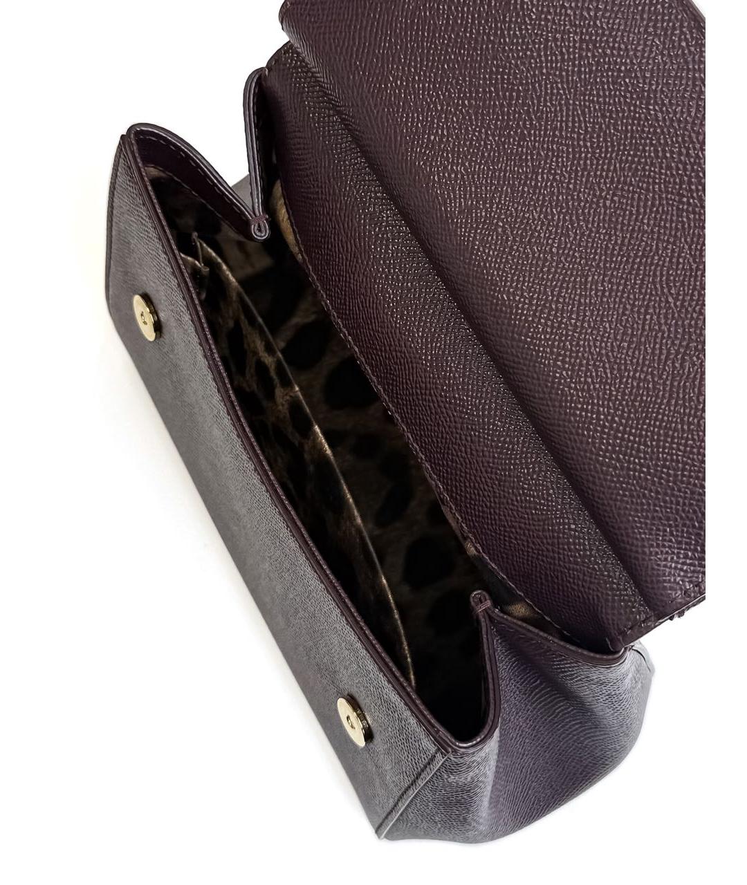 DOLCE&GABBANA Фиолетовая кожаная сумка с короткими ручками, фото 4