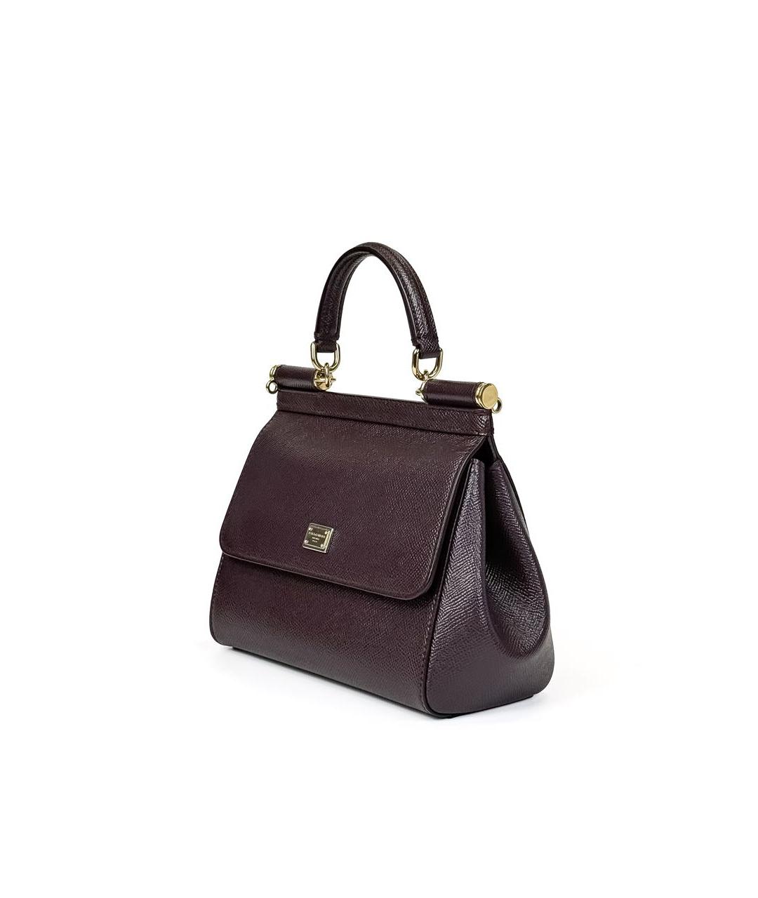 DOLCE&GABBANA Фиолетовая кожаная сумка с короткими ручками, фото 2