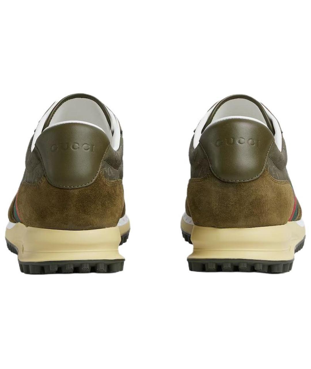 GUCCI Зеленые замшевые низкие кроссовки / кеды, фото 5
