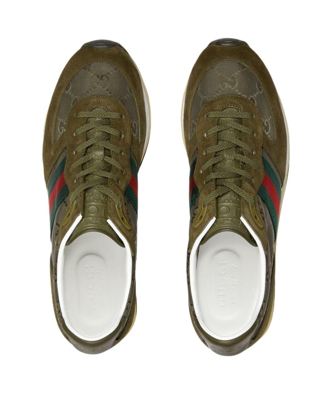 GUCCI Зеленые замшевые низкие кроссовки / кеды, фото 4