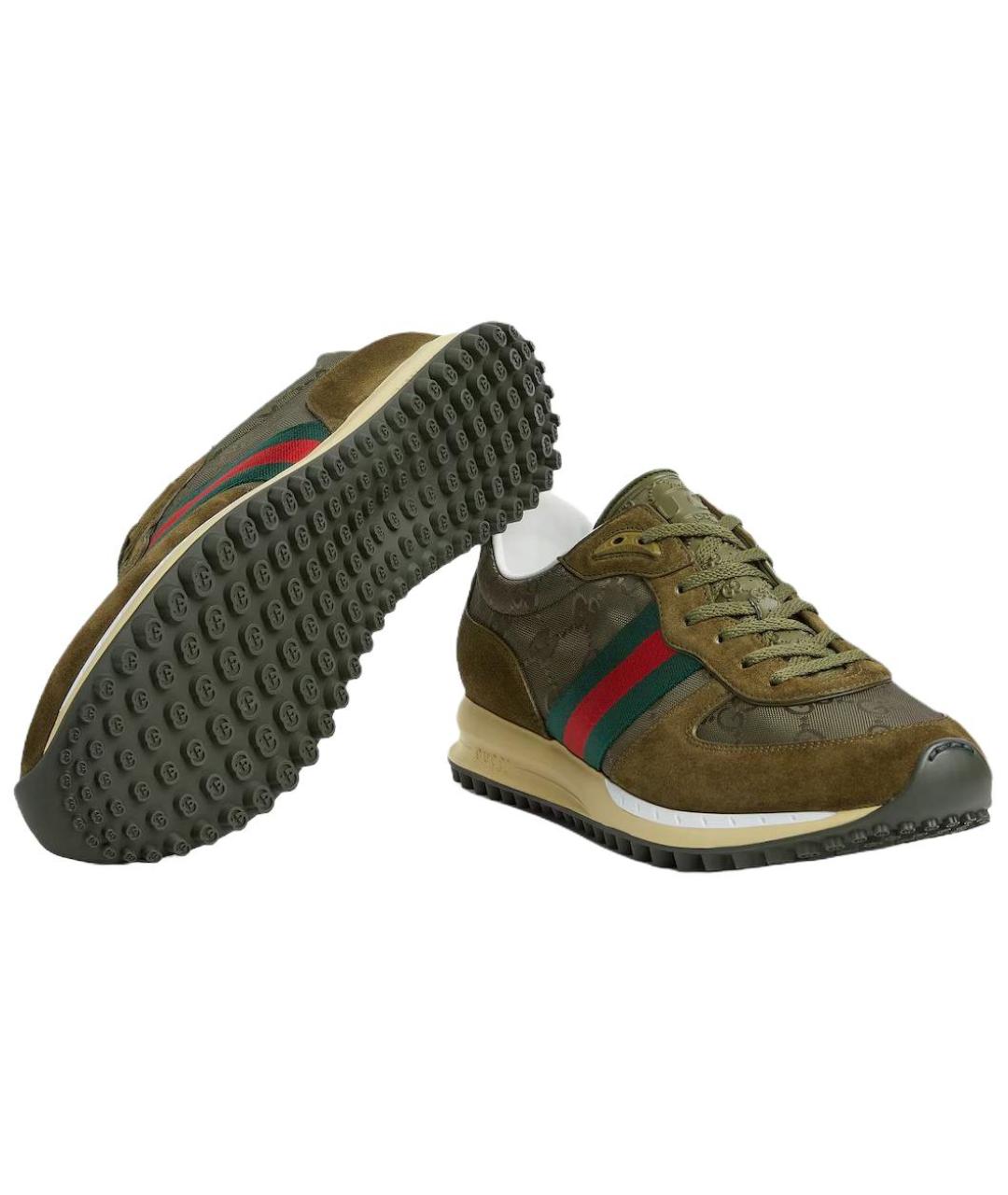 GUCCI Зеленые замшевые низкие кроссовки / кеды, фото 6