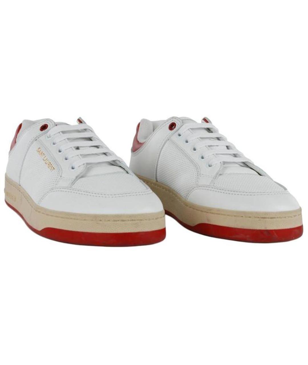 SAINT LAURENT Белые кожаные низкие кроссовки / кеды, фото 3