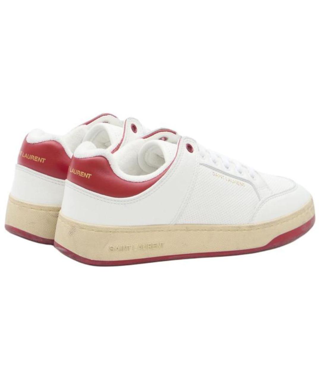 SAINT LAURENT Белые кожаные низкие кроссовки / кеды, фото 4
