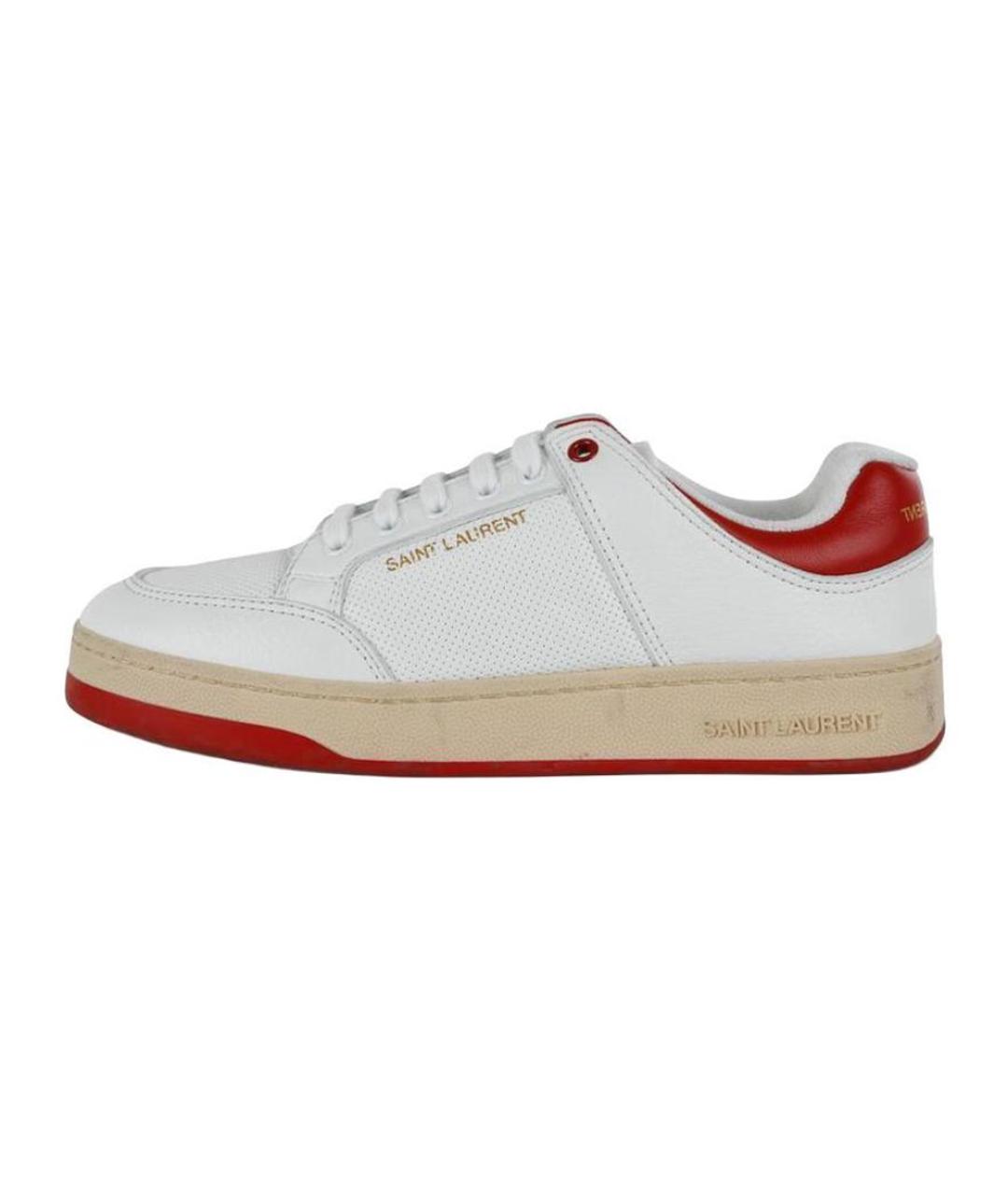 SAINT LAURENT Белые кожаные низкие кроссовки / кеды, фото 2