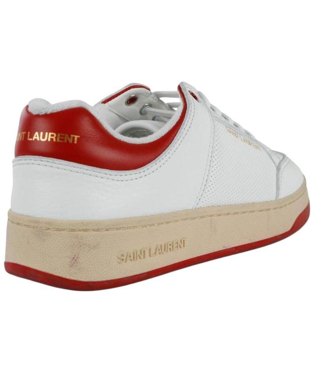 SAINT LAURENT Белые кожаные низкие кроссовки / кеды, фото 5