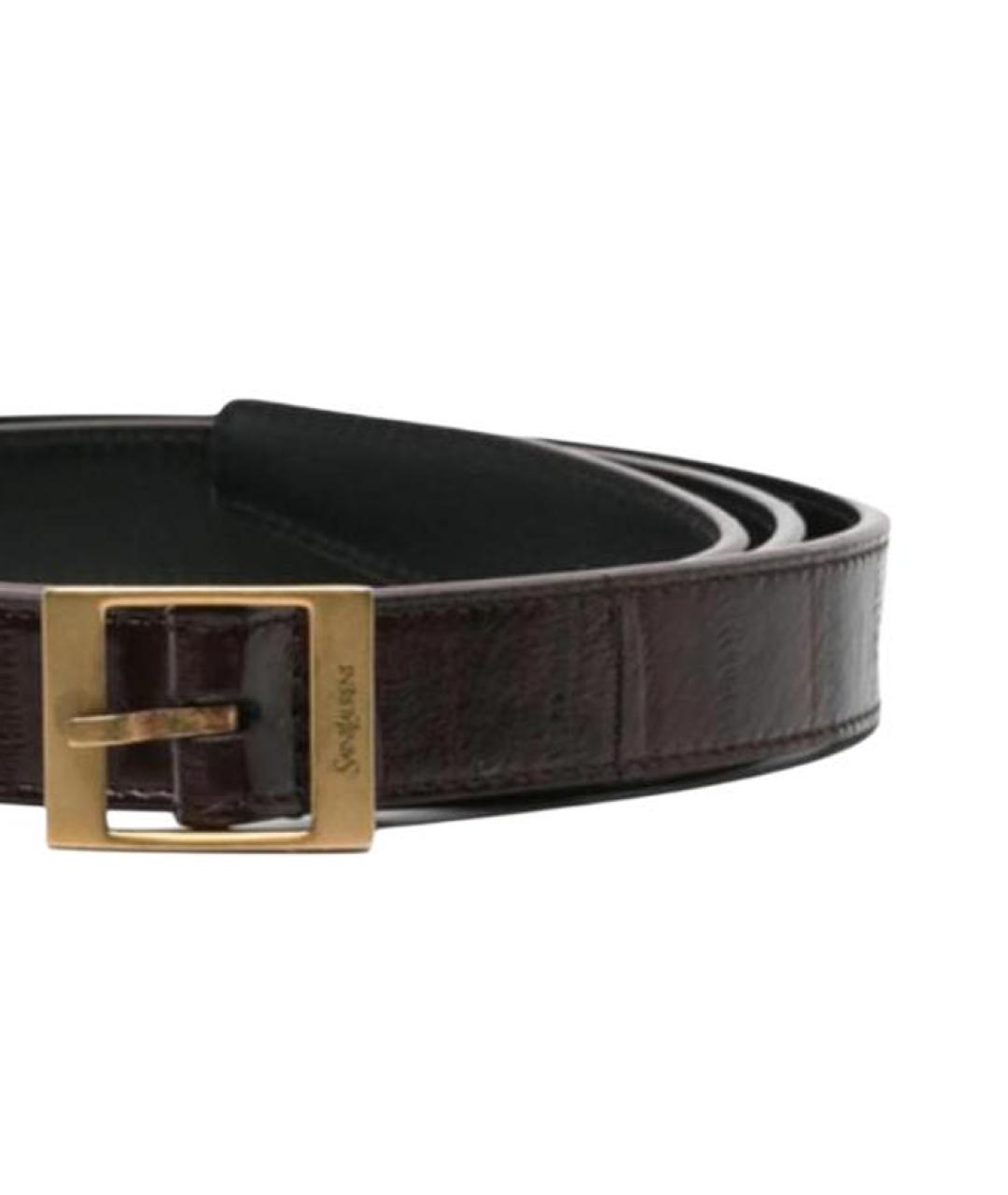 SAINT LAURENT Коричневый кожаный ремень, фото 3