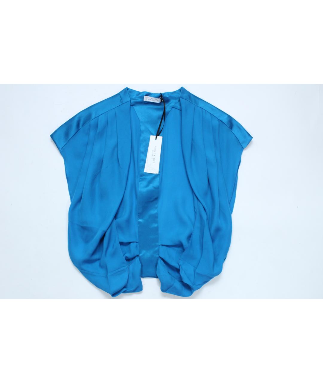 VERSACE Голубая шелковая блузы, фото 5