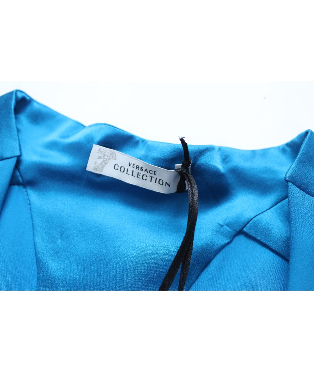 VERSACE Голубая шелковая блузы, фото 6