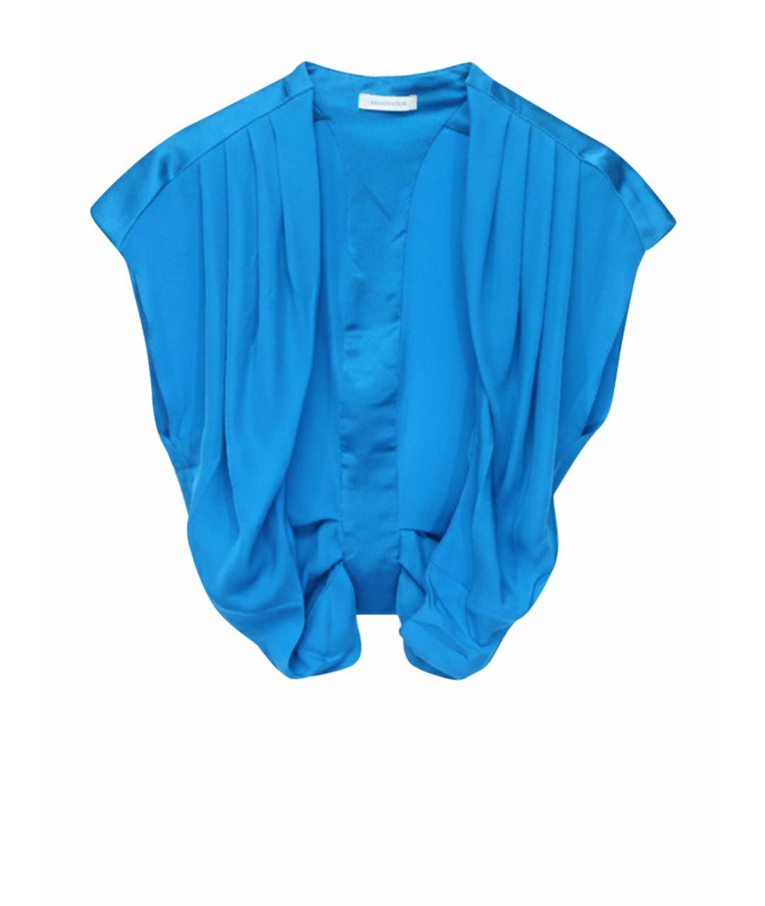 VERSACE Голубая шелковая блузы, фото 1