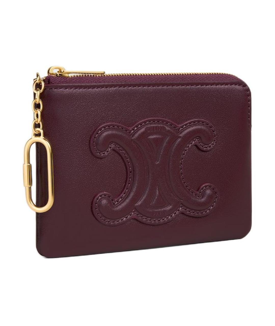 CELINE Бордовый кожаный кошелек, фото 2