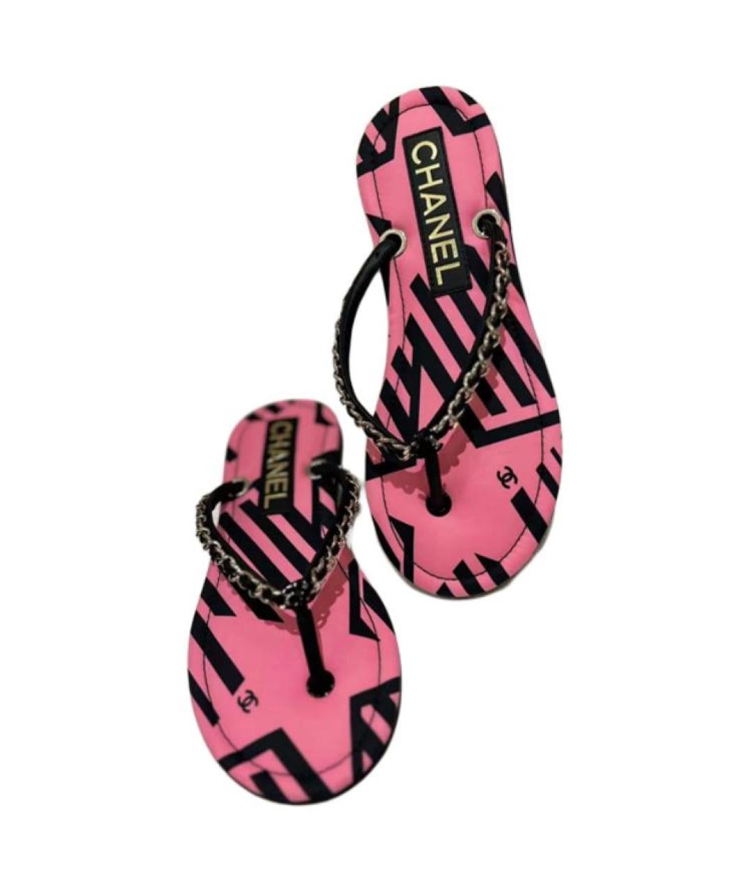 CHANEL Розовые шлепанцы, фото 3