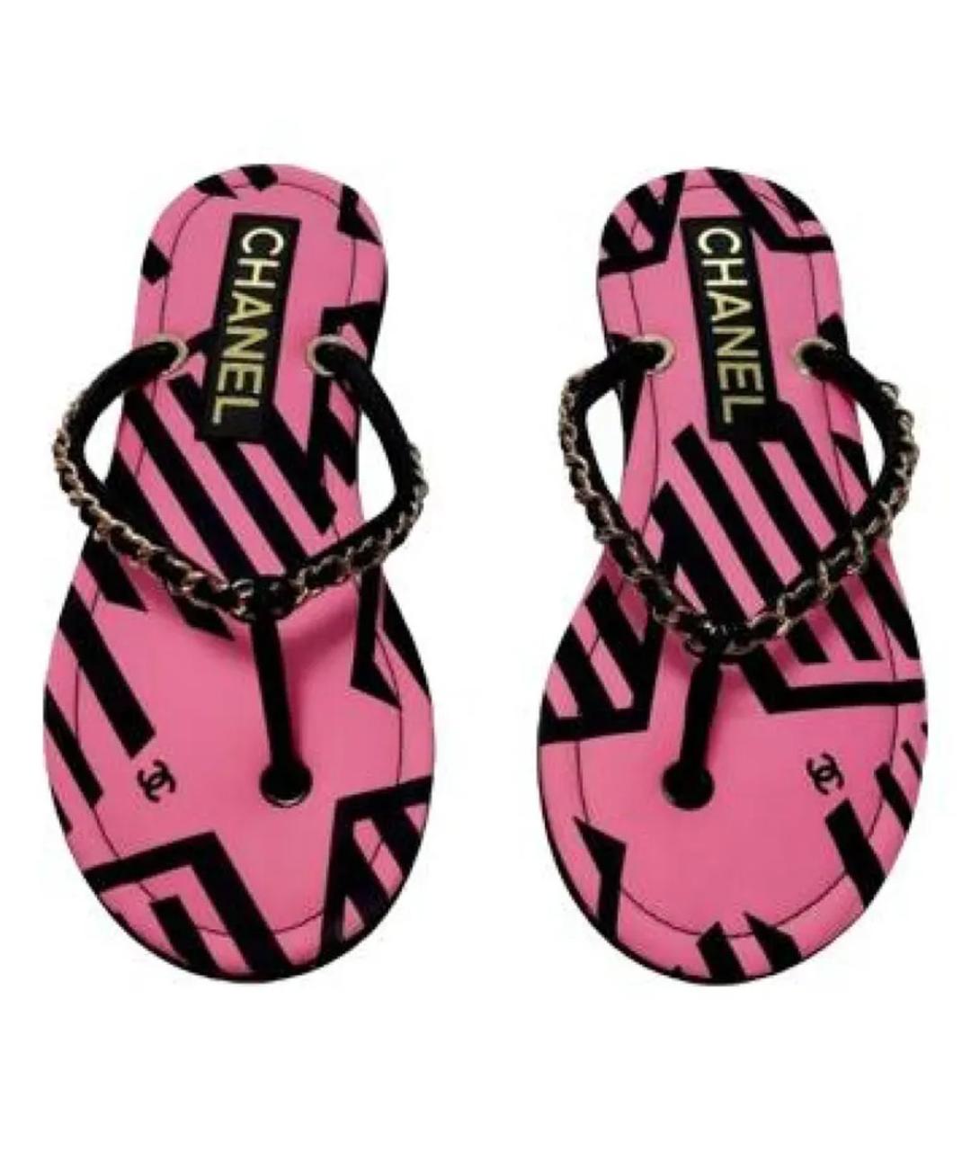 CHANEL Розовые шлепанцы, фото 4