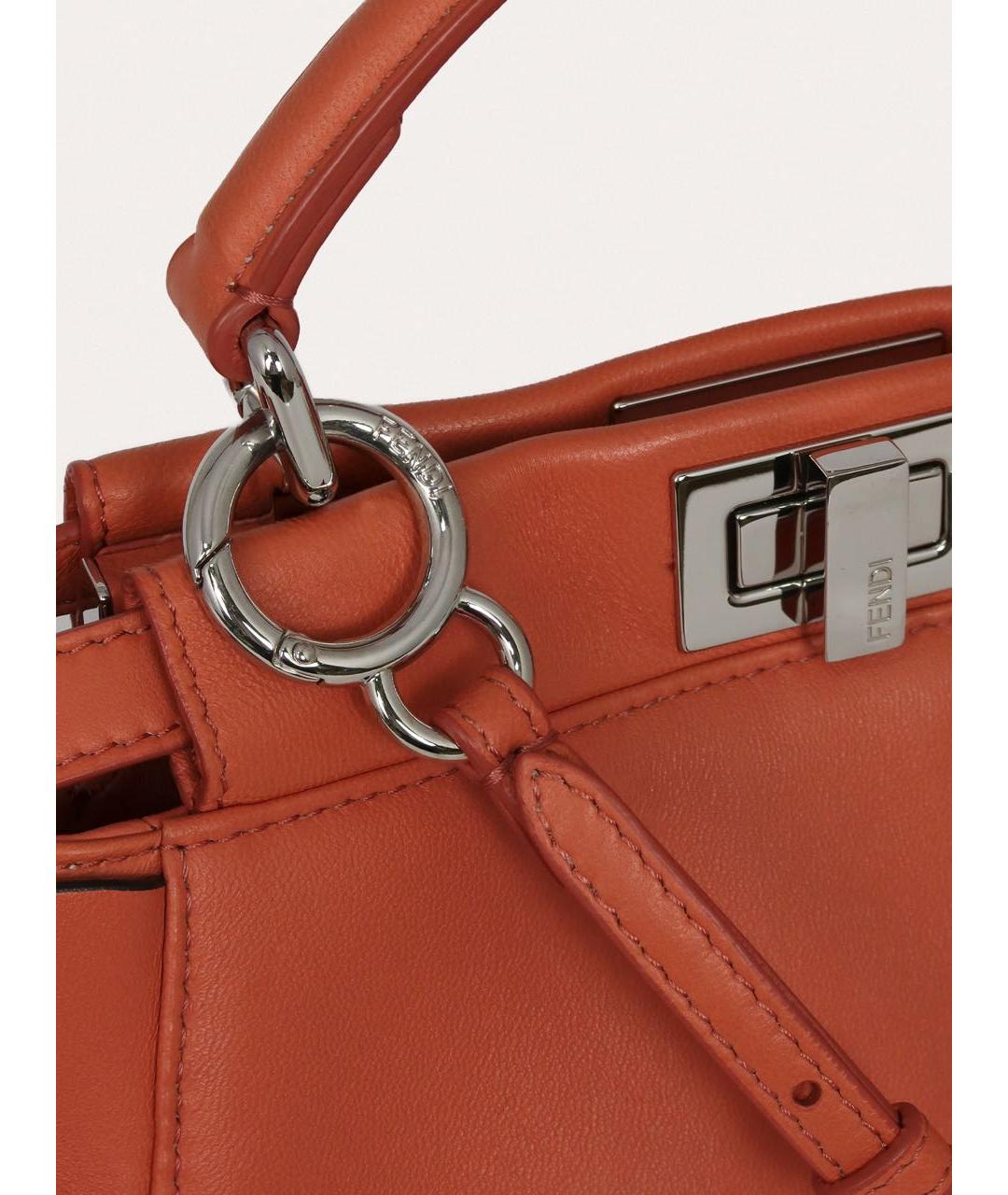 FENDI Оранжевая кожаная сумка через плечо, фото 5