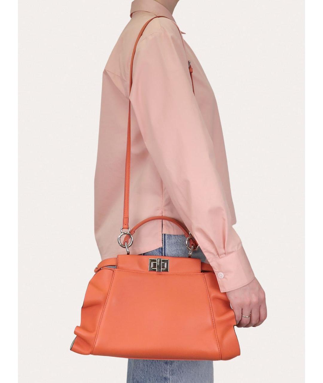 FENDI Оранжевая кожаная сумка через плечо, фото 8