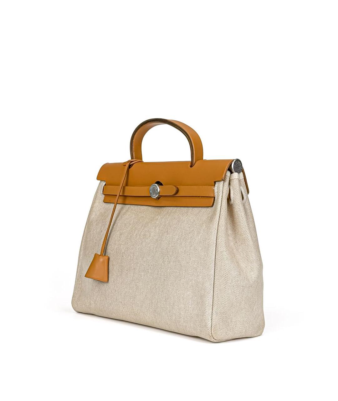 HERMES Коричневая тканевая сумка с короткими ручками, фото 2