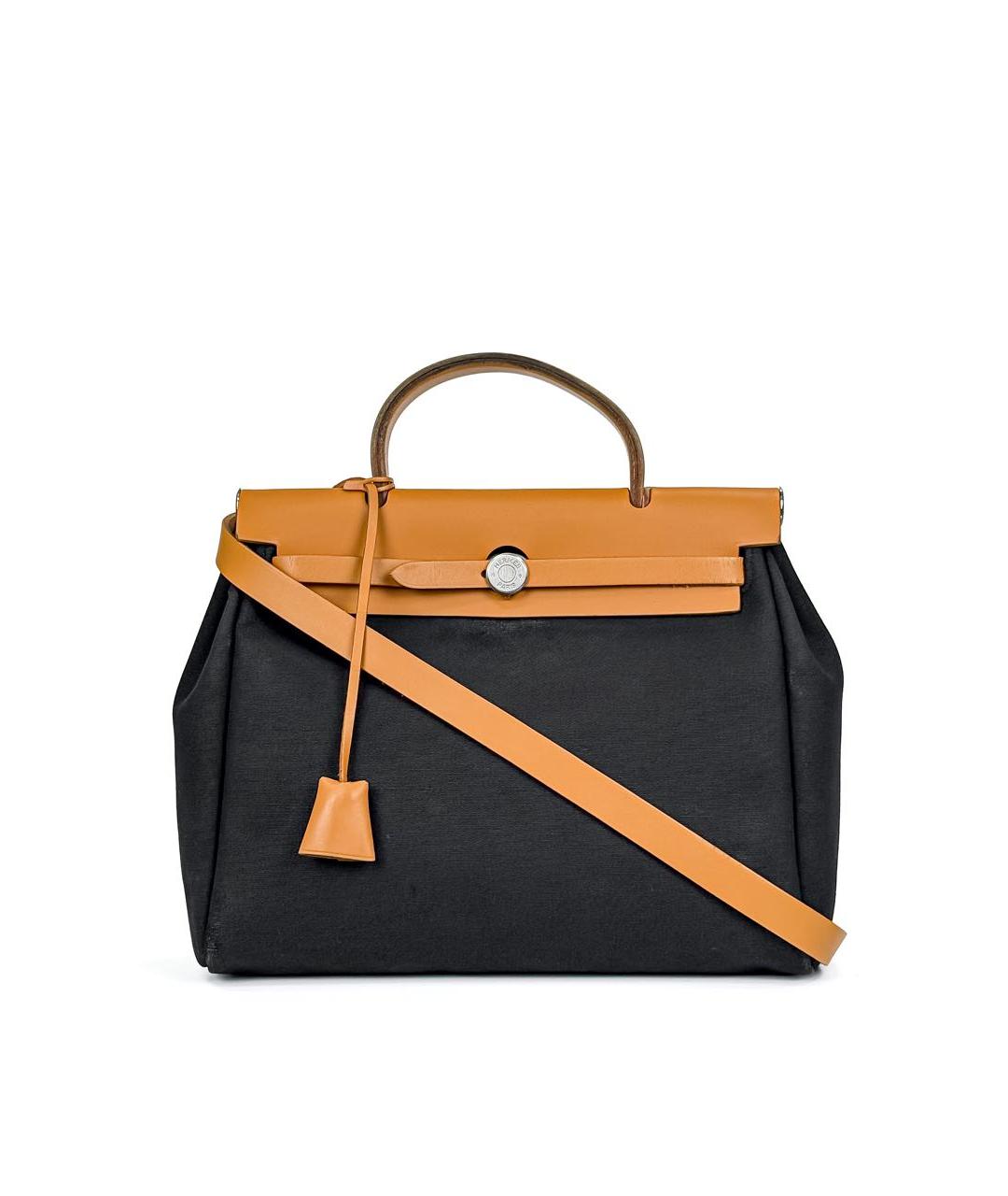 HERMES Коричневая тканевая сумка с короткими ручками, фото 8