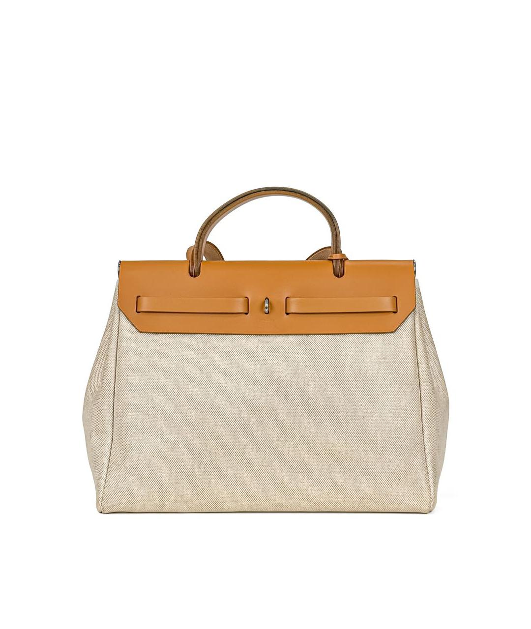 HERMES Коричневая тканевая сумка с короткими ручками, фото 3