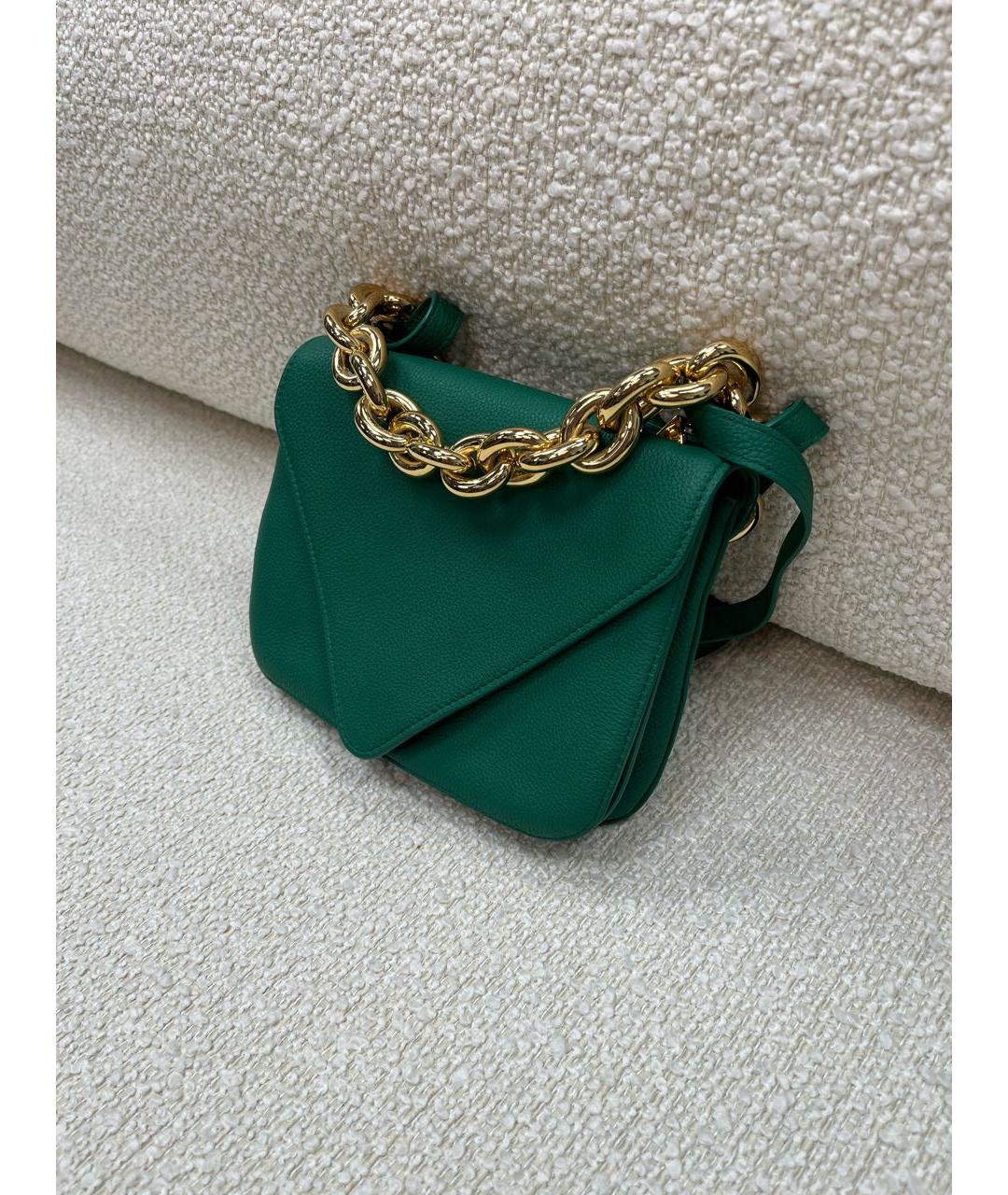 BOTTEGA VENETA Зеленая кожаная сумка с короткими ручками, фото 5