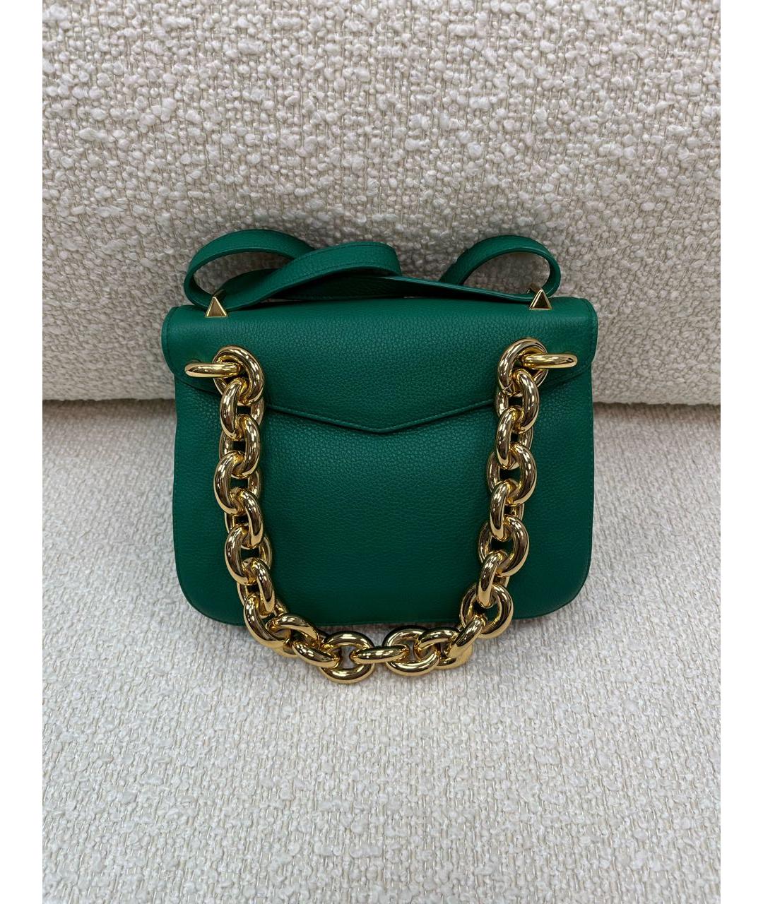 BOTTEGA VENETA Зеленая кожаная сумка с короткими ручками, фото 3