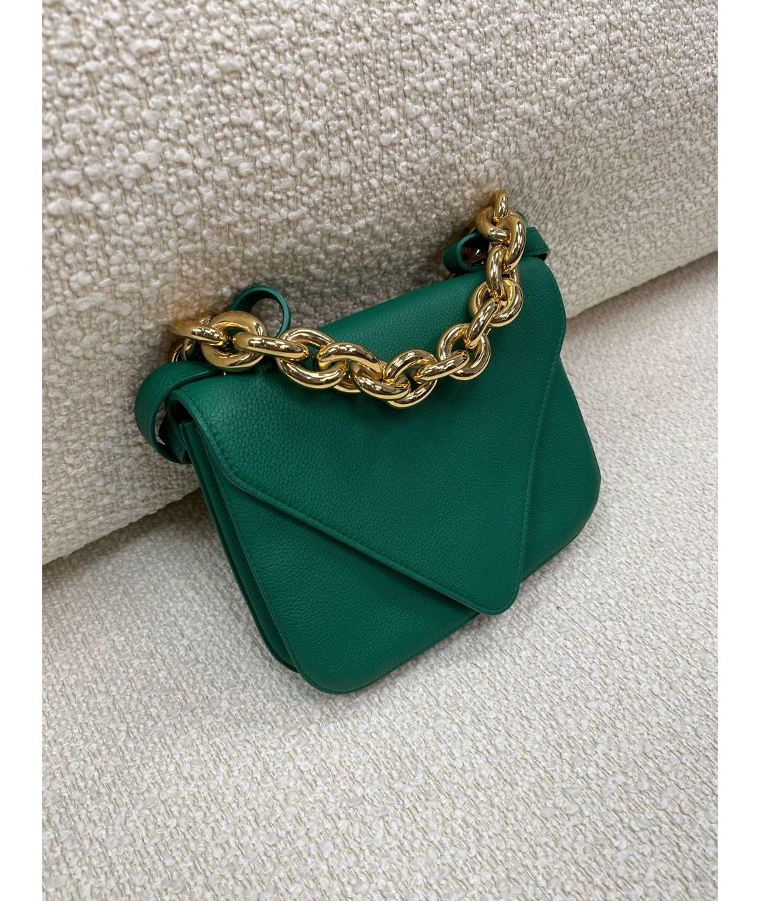 BOTTEGA VENETA Зеленая кожаная сумка с короткими ручками, фото 2