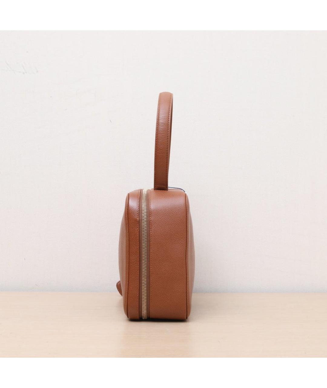 CHANEL Коричневая кожаная сумка с короткими ручками, фото 5