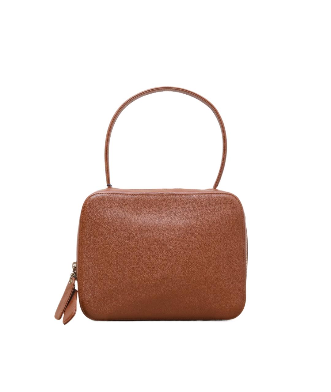 CHANEL Коричневая кожаная сумка с короткими ручками, фото 10