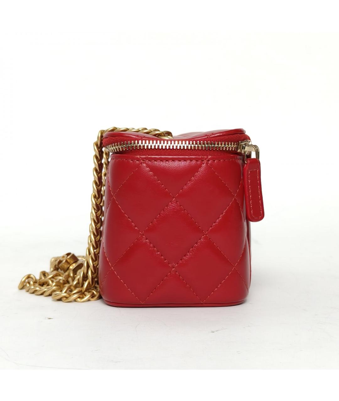 CHANEL Красная кожаная сумка через плечо, фото 5