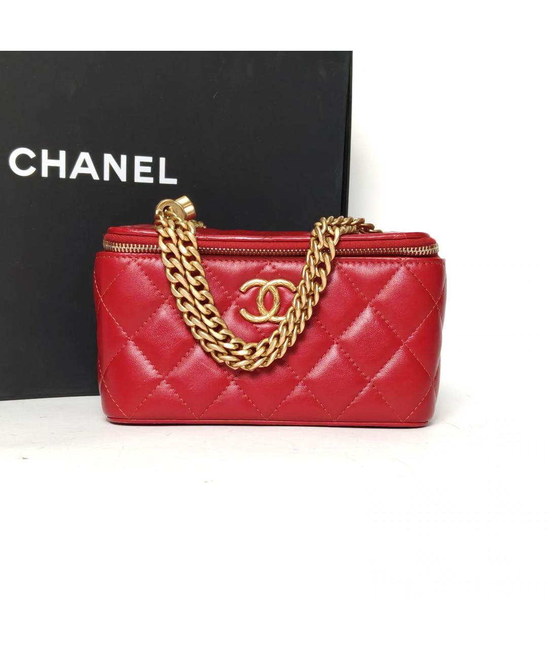 CHANEL Красная кожаная сумка через плечо, фото 9