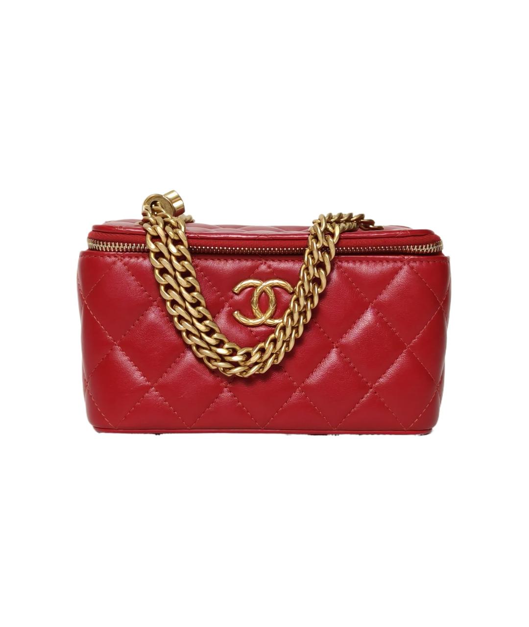 CHANEL Красная кожаная сумка через плечо, фото 10
