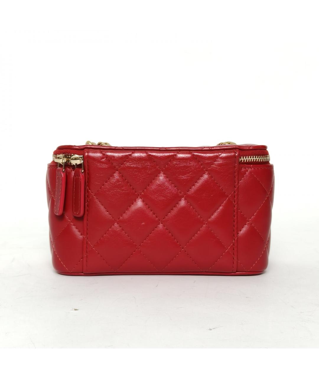 CHANEL Красная кожаная сумка через плечо, фото 4