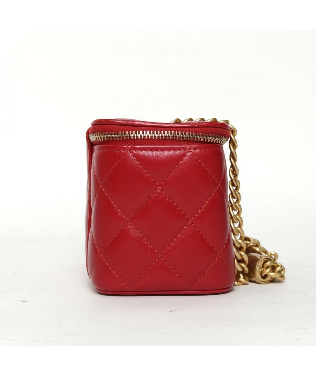 CHANEL Красная кожаная сумка через плечо, фото 3