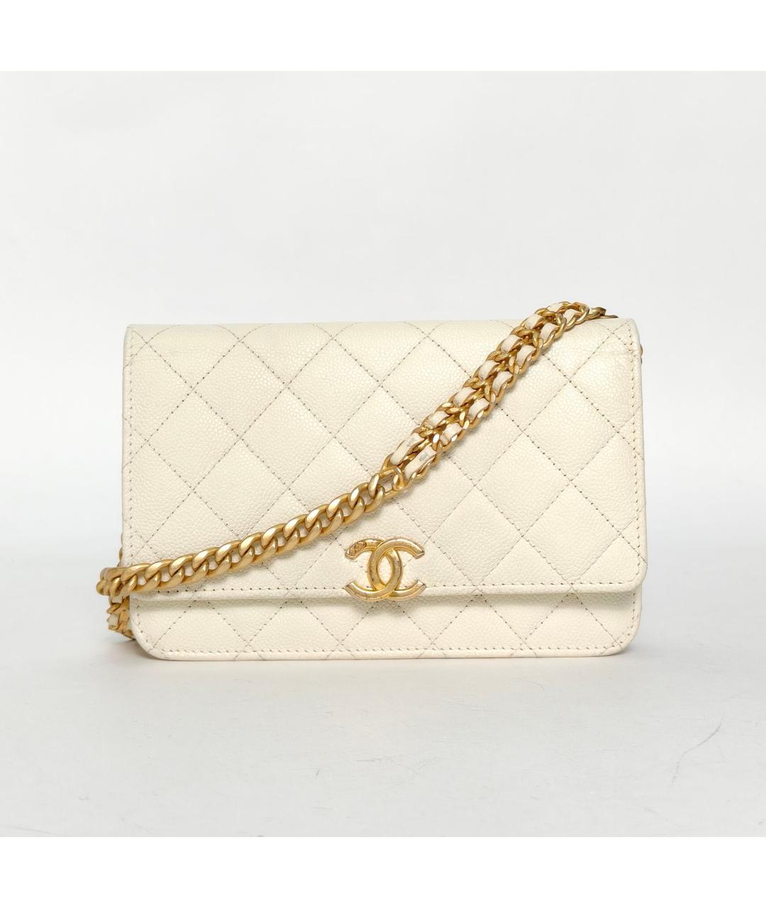 CHANEL Белая кожаная сумка через плечо, фото 2