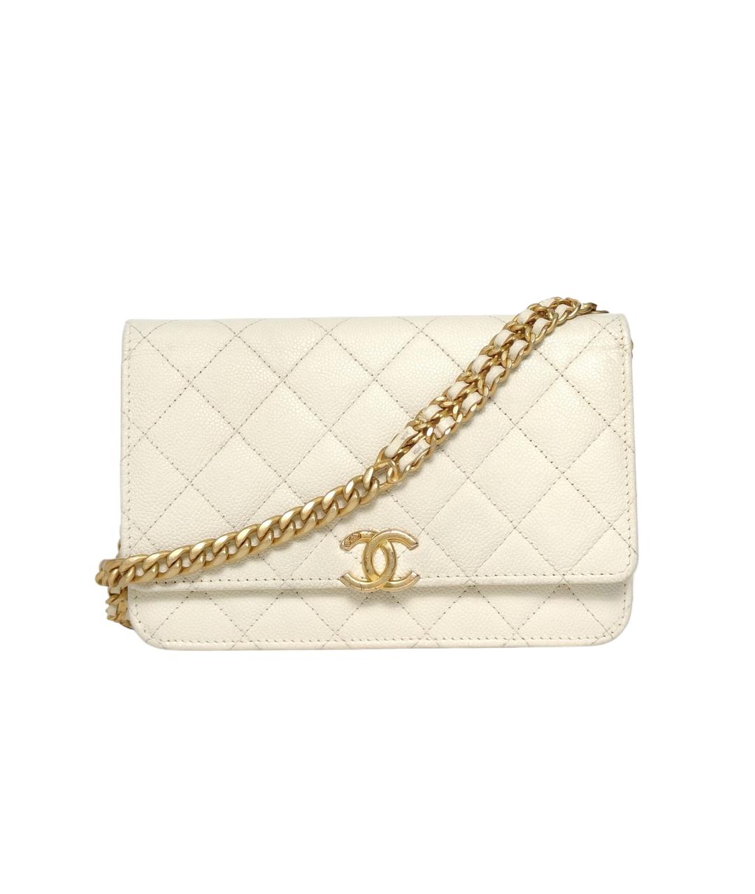 CHANEL Белая кожаная сумка через плечо, фото 9