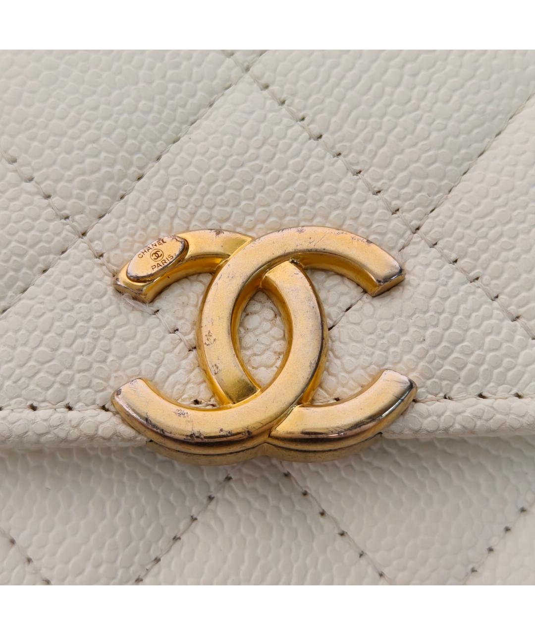 CHANEL Белая кожаная сумка через плечо, фото 6