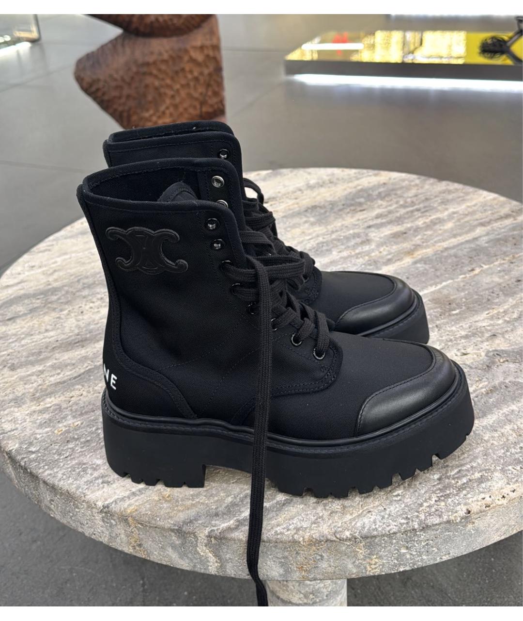 CELINE Черные текстильные ботинки, фото 5