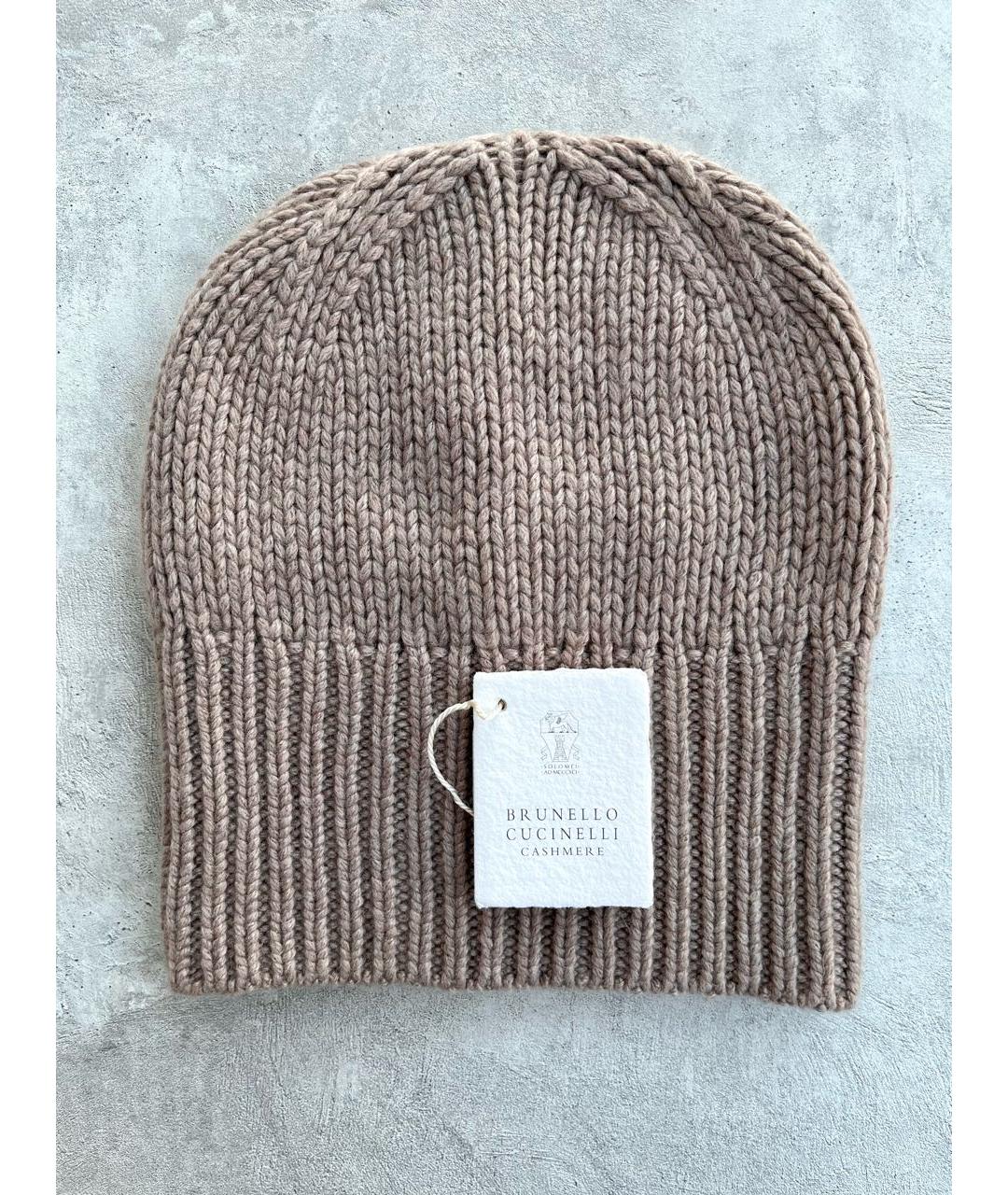 BRUNELLO CUCINELLI Бежевая кашемировая шапка, фото 2