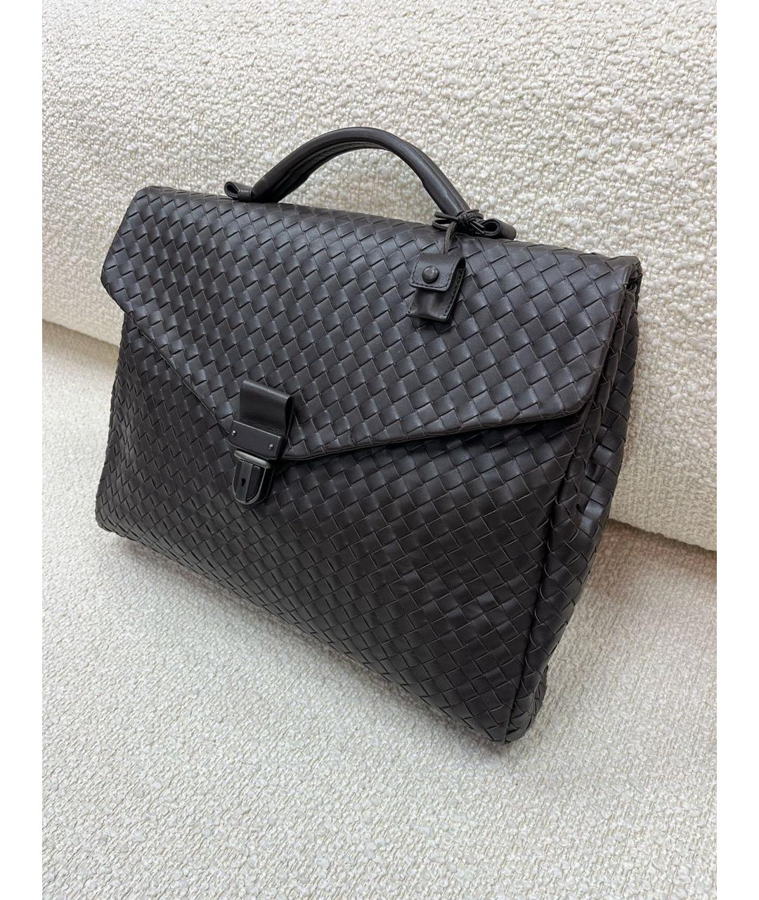 BOTTEGA VENETA Коричневый кожаный портфель, фото 5
