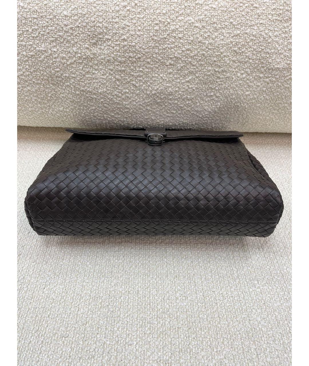 BOTTEGA VENETA Коричневый кожаный портфель, фото 6