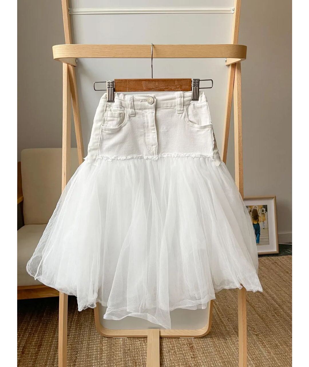 MONNALISA Белая хлопковая юбка, фото 4