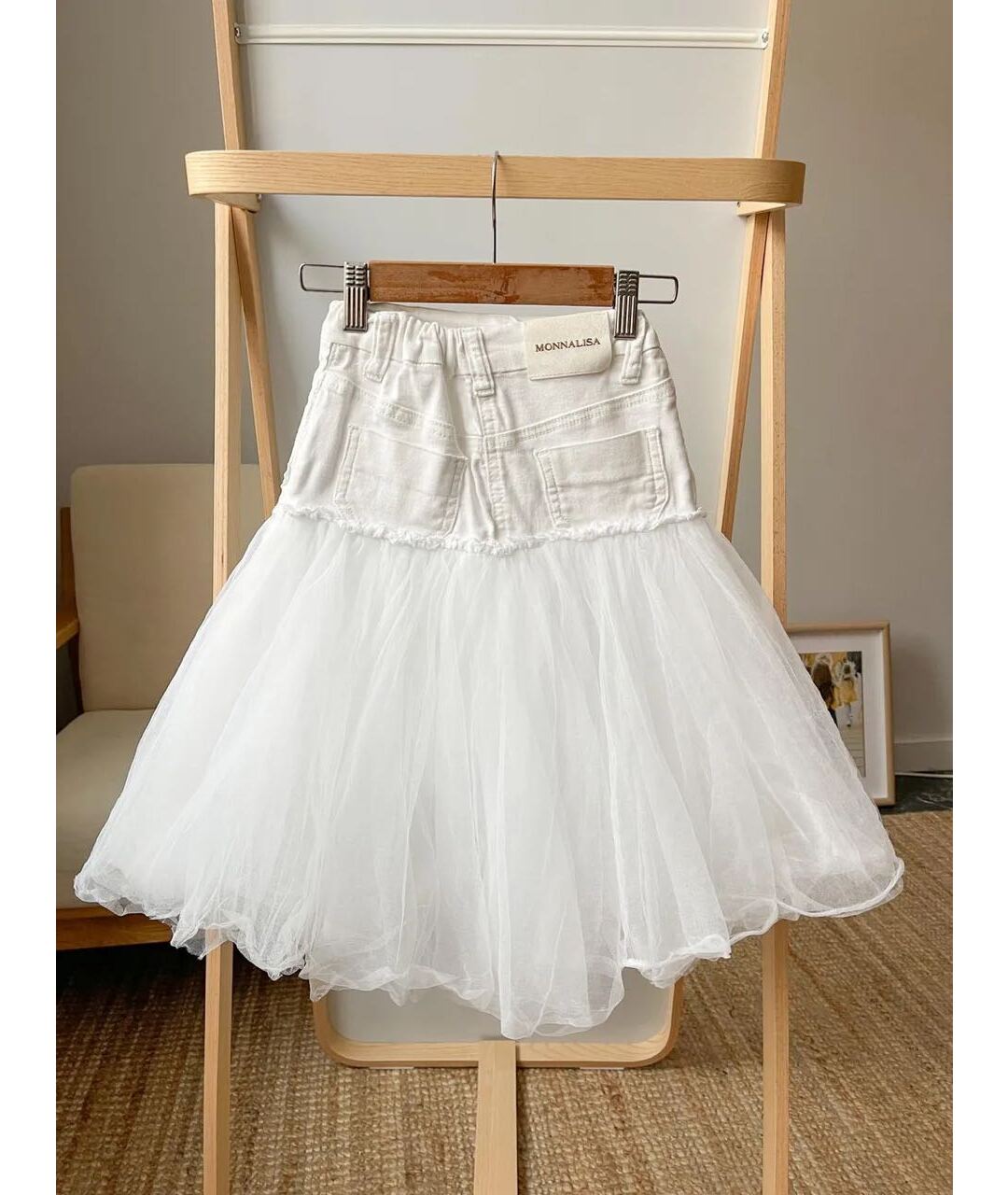 MONNALISA Белая хлопковая юбка, фото 2