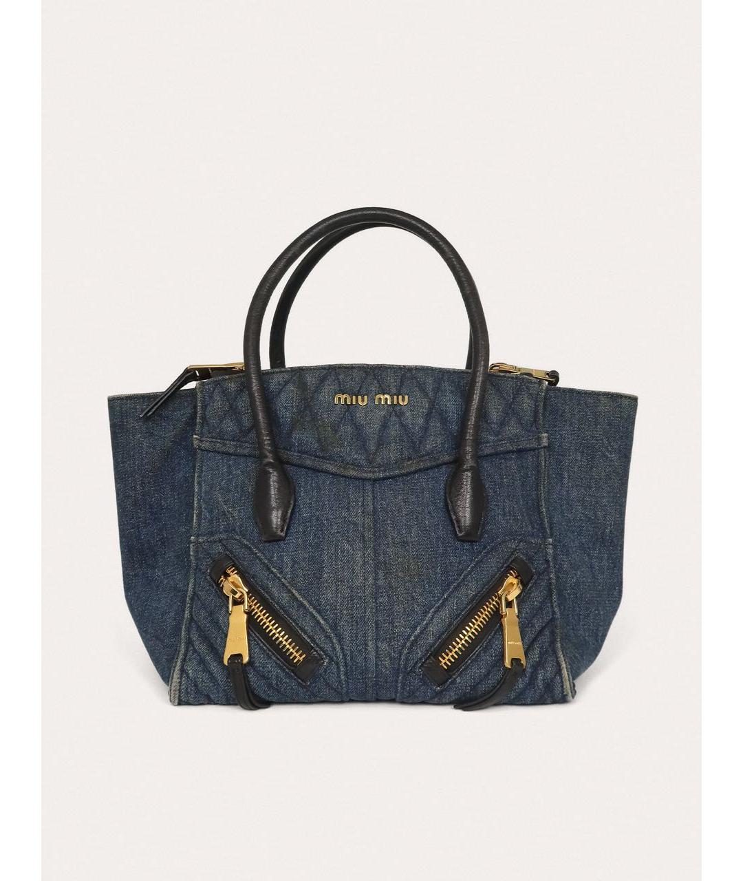 MIU MIU Синяя деним сумка тоут, фото 9