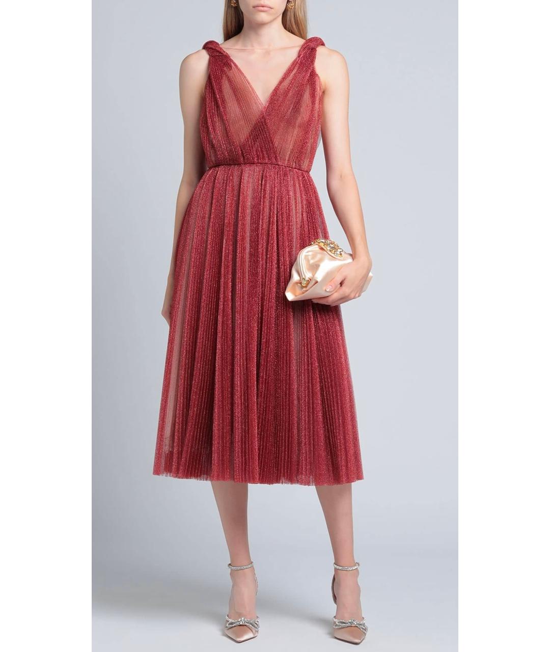 DOLCE&GABBANA Бордовое полиэстеровое коктейльное платье, фото 2