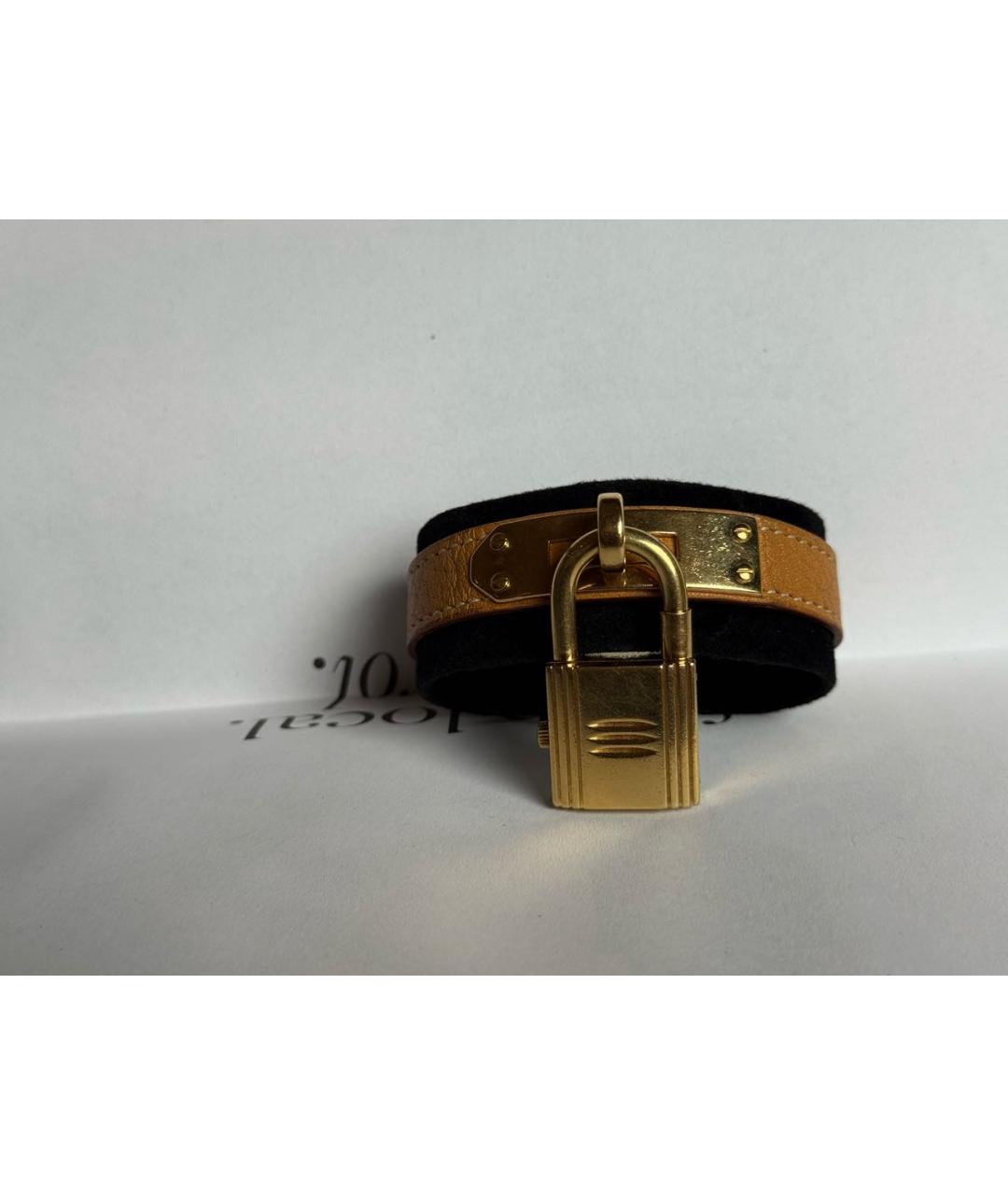 HERMES Коричневые позолоченные часы, фото 2