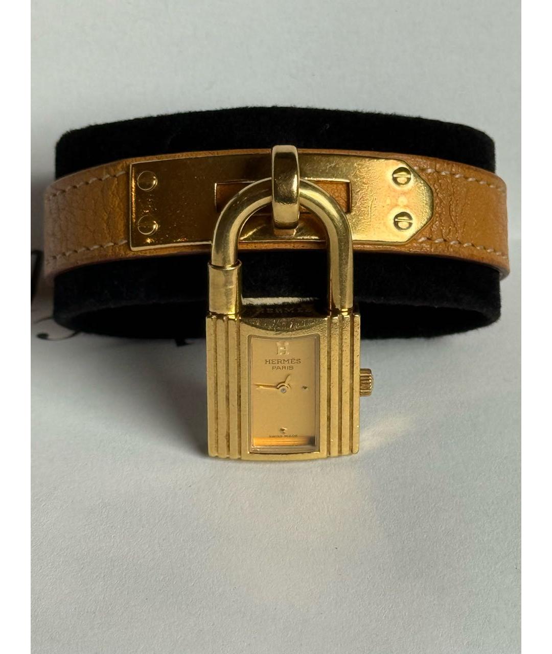 HERMES Коричневые позолоченные часы, фото 9