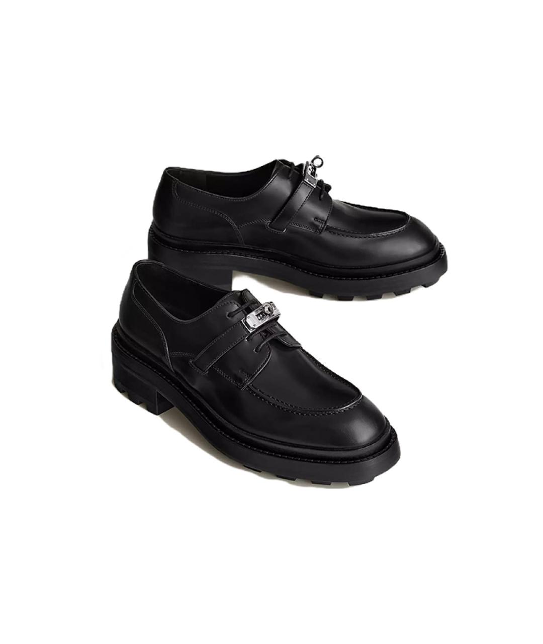 HERMES Черные кожаные ботинки, фото 4