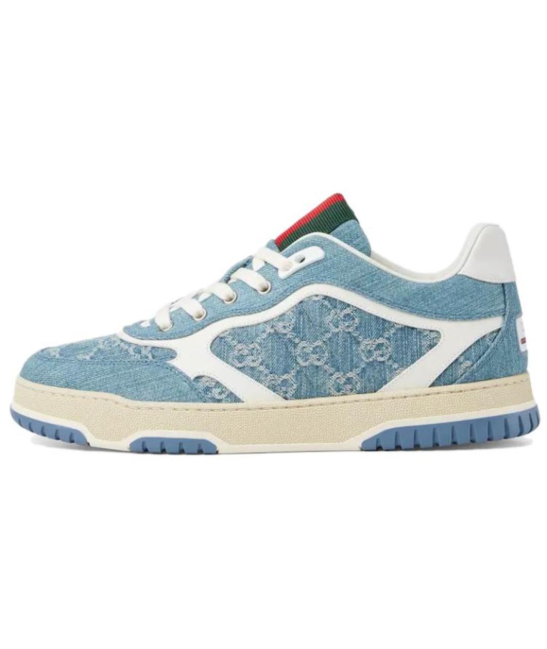 GUCCI Голубые текстильные низкие кроссовки / кеды, фото 2