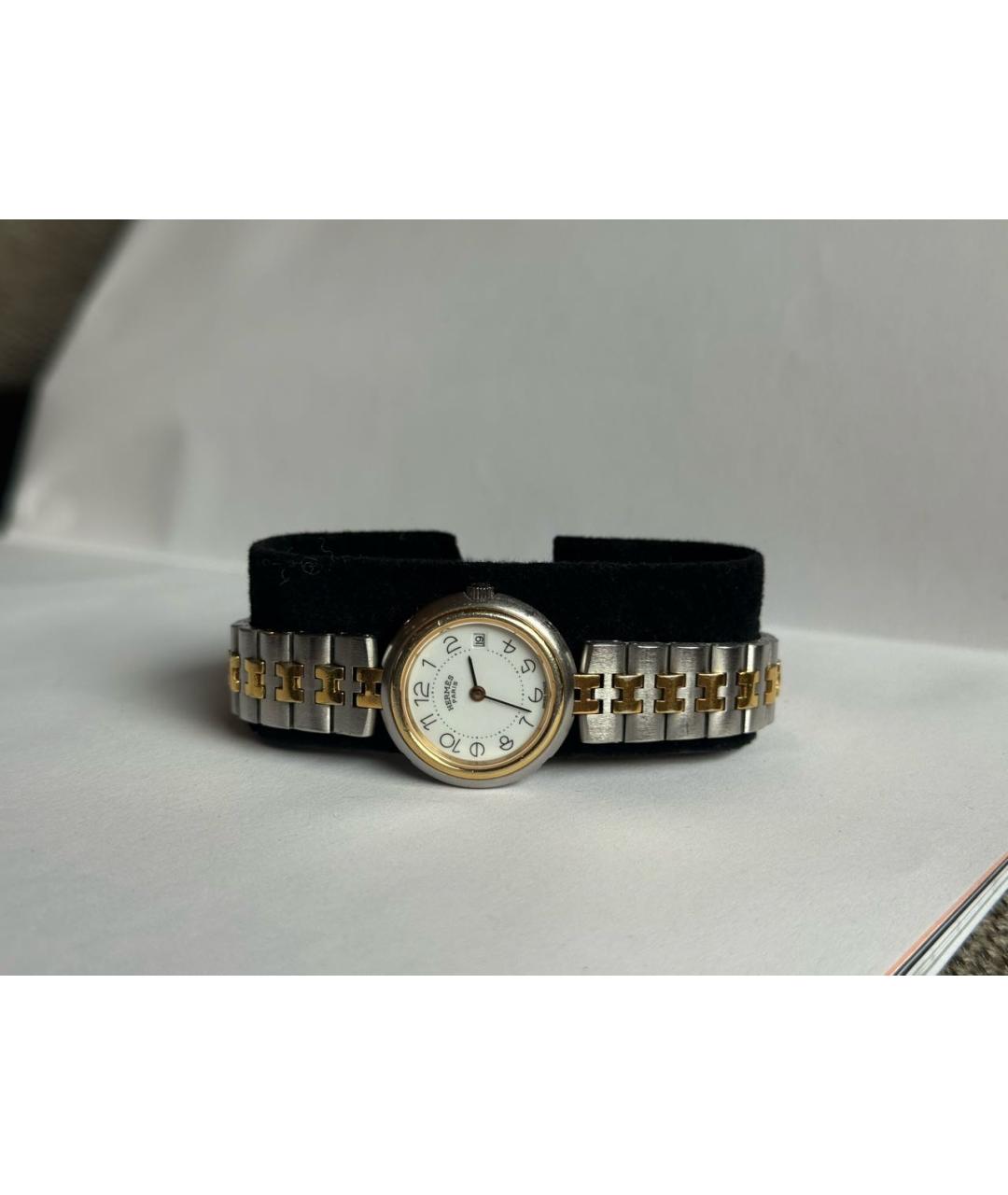 HERMES Белые позолоченные часы, фото 9