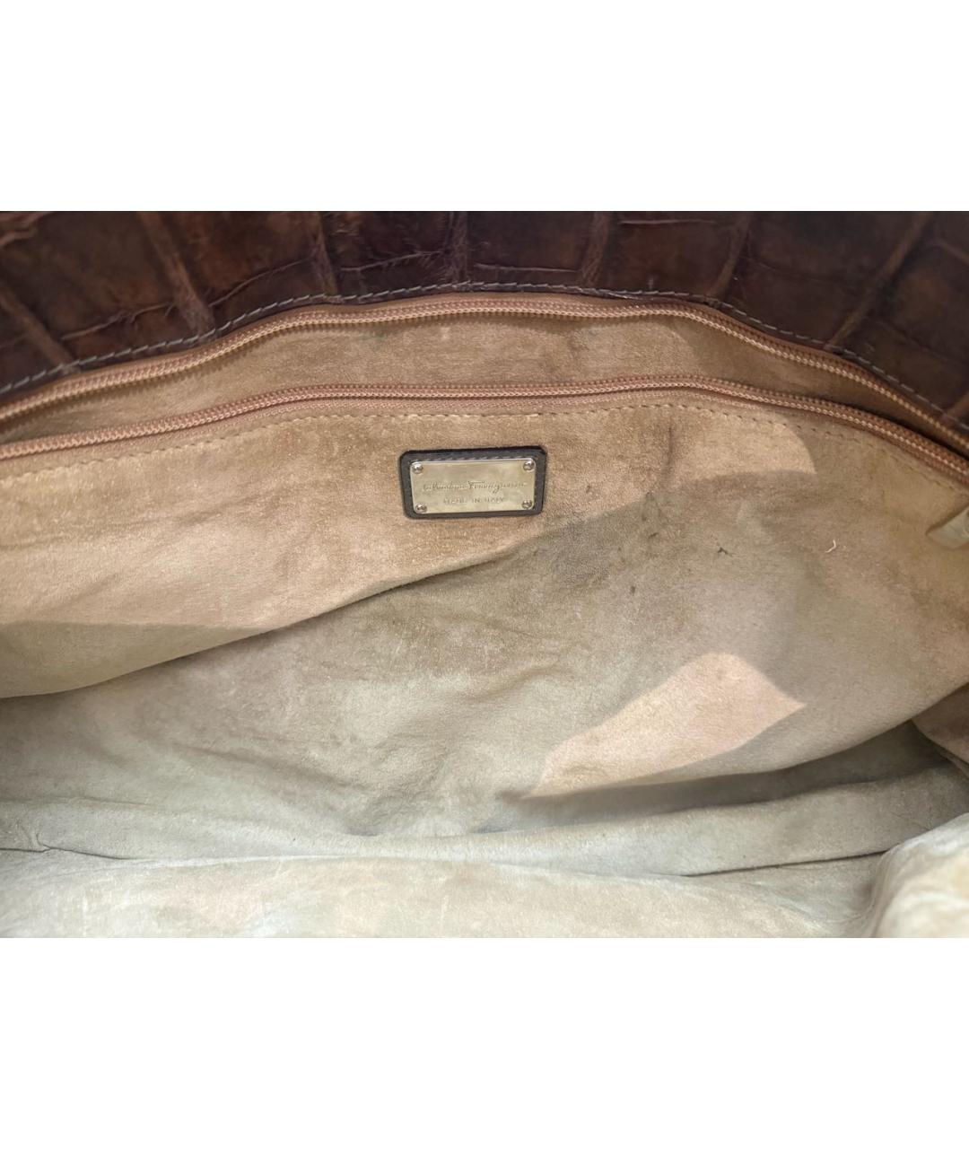 FERRAGAMO Коричневая кожаная сумка тоут, фото 5